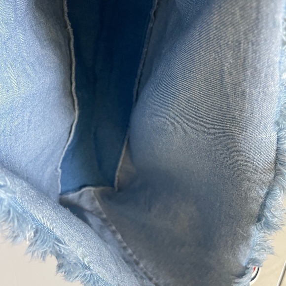 THML Denim Tote Shoulder Bag Cotton Canvas Beach Casual Blue Size Large - Picture 5 of 10